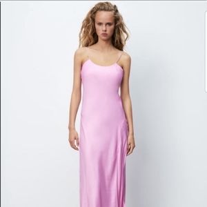 NWT Zara silk double slit dress